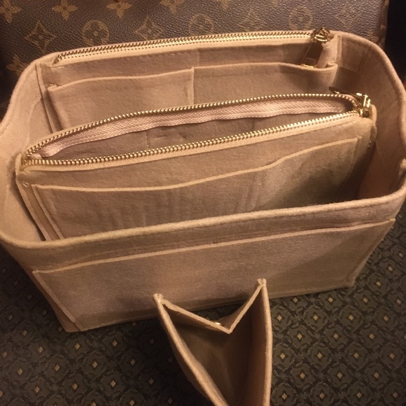 Purse tote medium insert organizer+2 zipper pockets premium insert brown - Picture 8 of 8